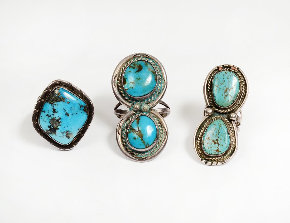 GROUP OF THREE NATIVE AMERICAN STERLING SILVER RINGS (1 of 4)