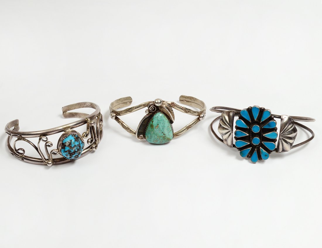 GROUP OF THREE NATIVE AMERICAN STERLING SILVER CUFF (1 of 4)