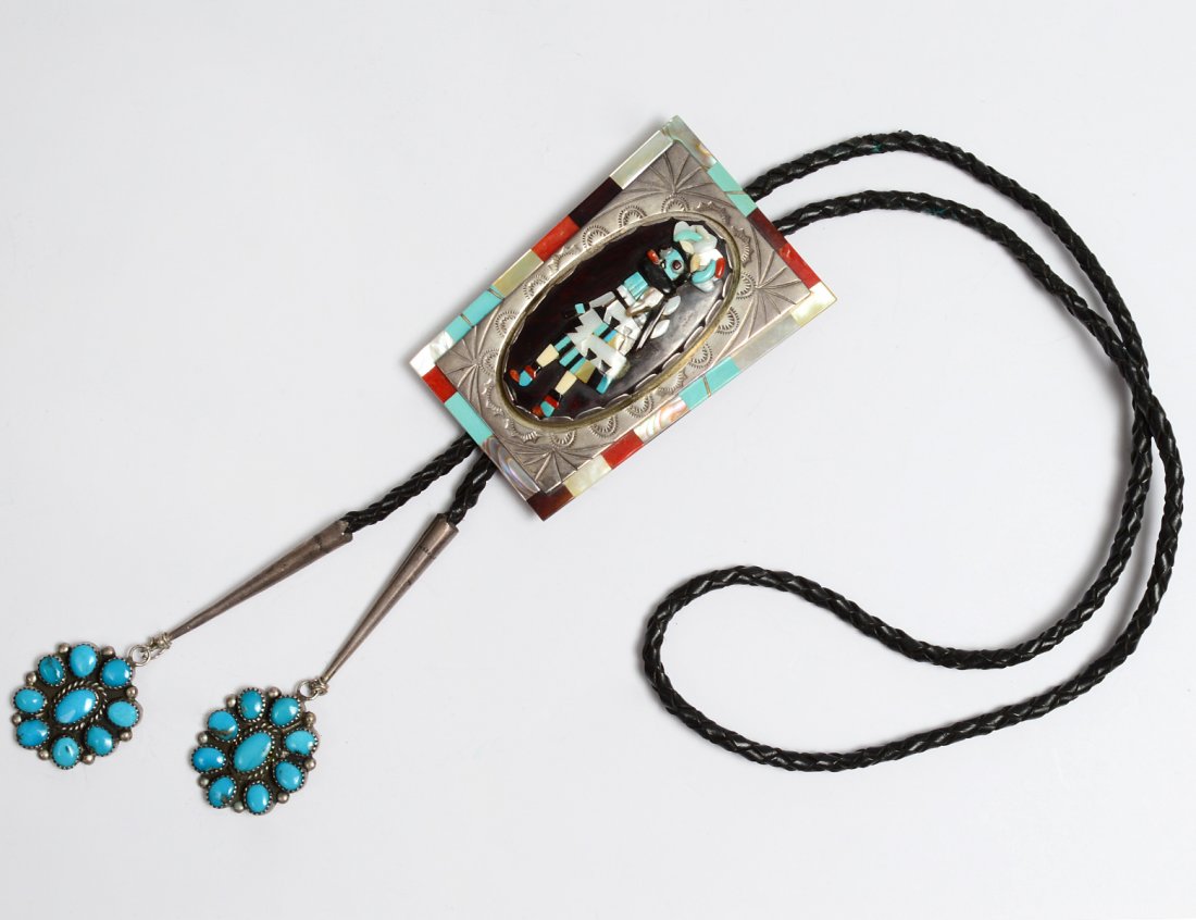 NATIVE AMERICAN STERLING SILVER BOLO TIE (1 of 5)