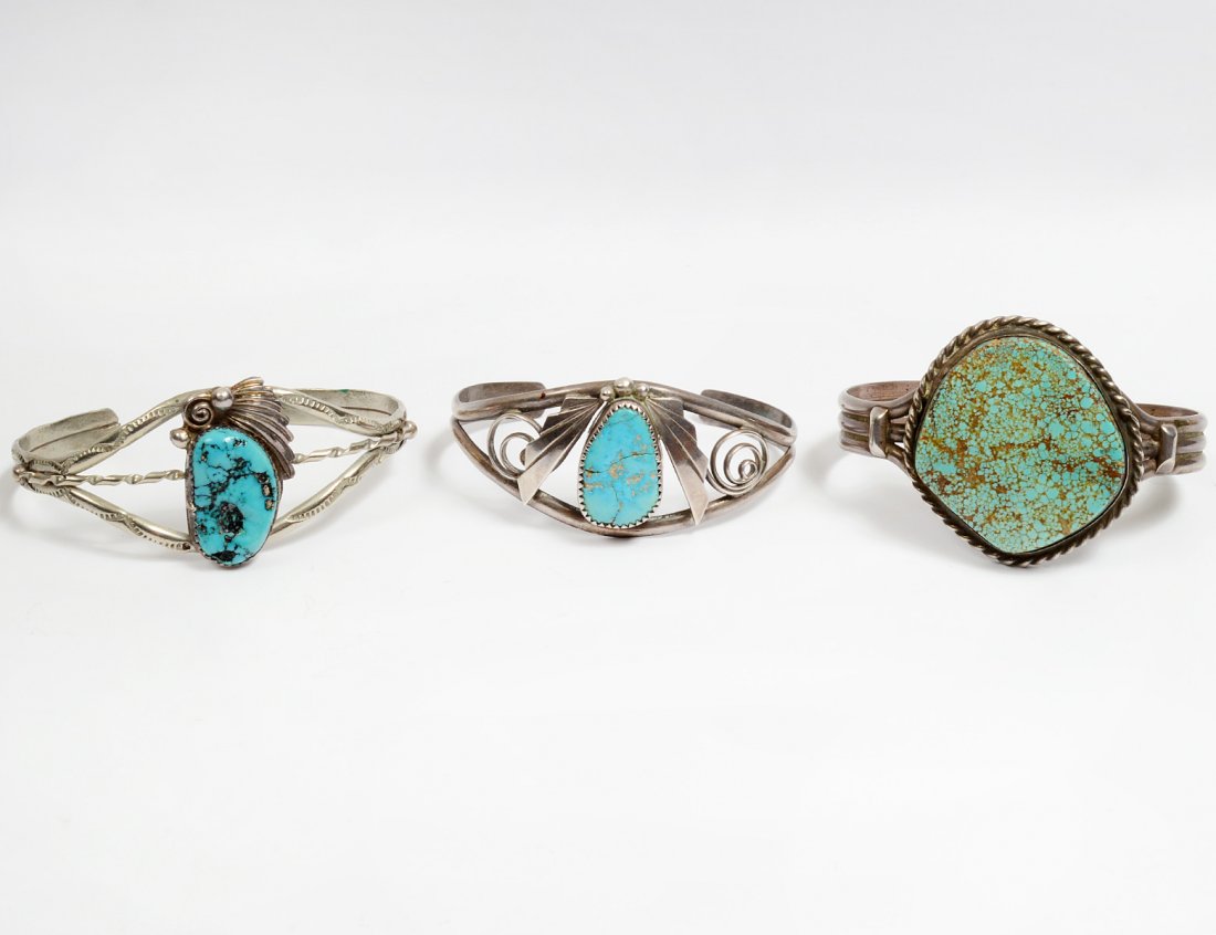 GROUP OF THREE NATIVE AMERICAN STERLING SILVER CUFF (1 of 3)