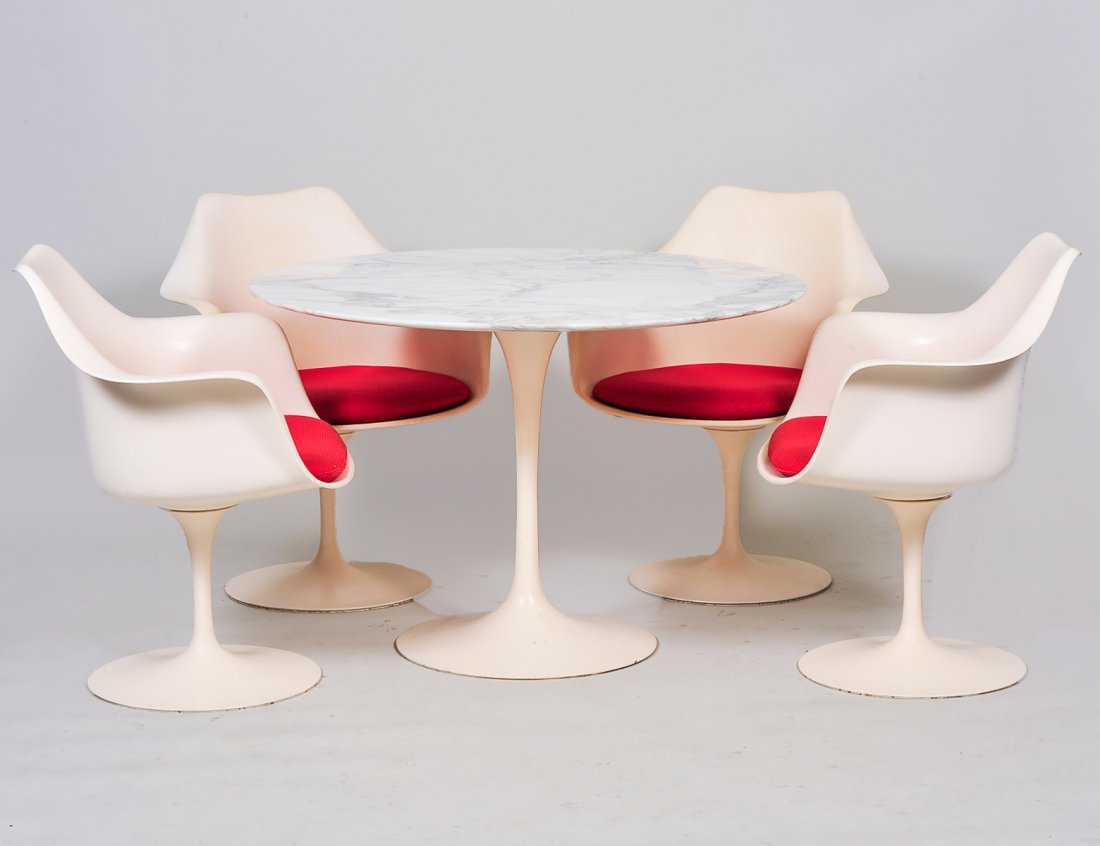 FIVE PIECE SAARINEN "TULIP" DINING SET (1 of 5)