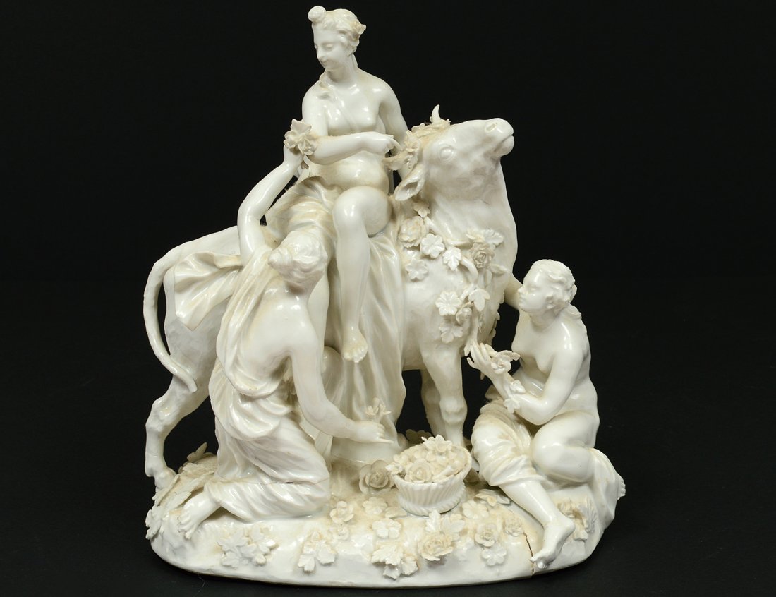 MEISSEN BLANC DE CHINE PORCELAIN GROUP "EUROPA & THE (1 of 6)