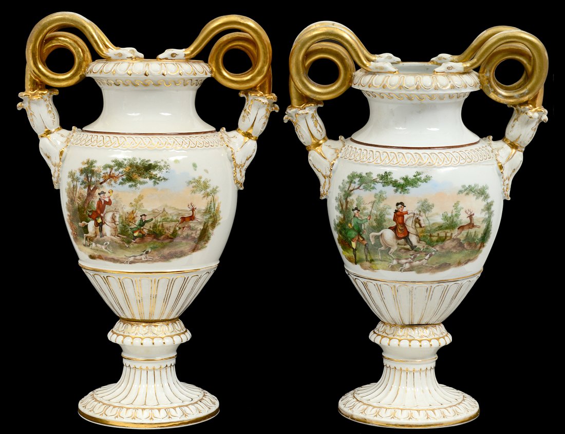 PAIR OF MEISSEN PORCELAIN VASES (1 of 10)