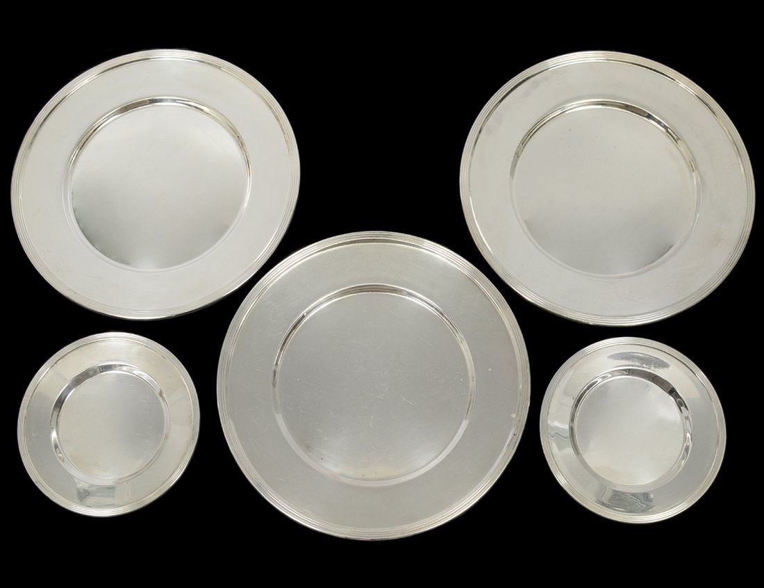 FIVE STERLING SILVER PLATES (1 of 2)