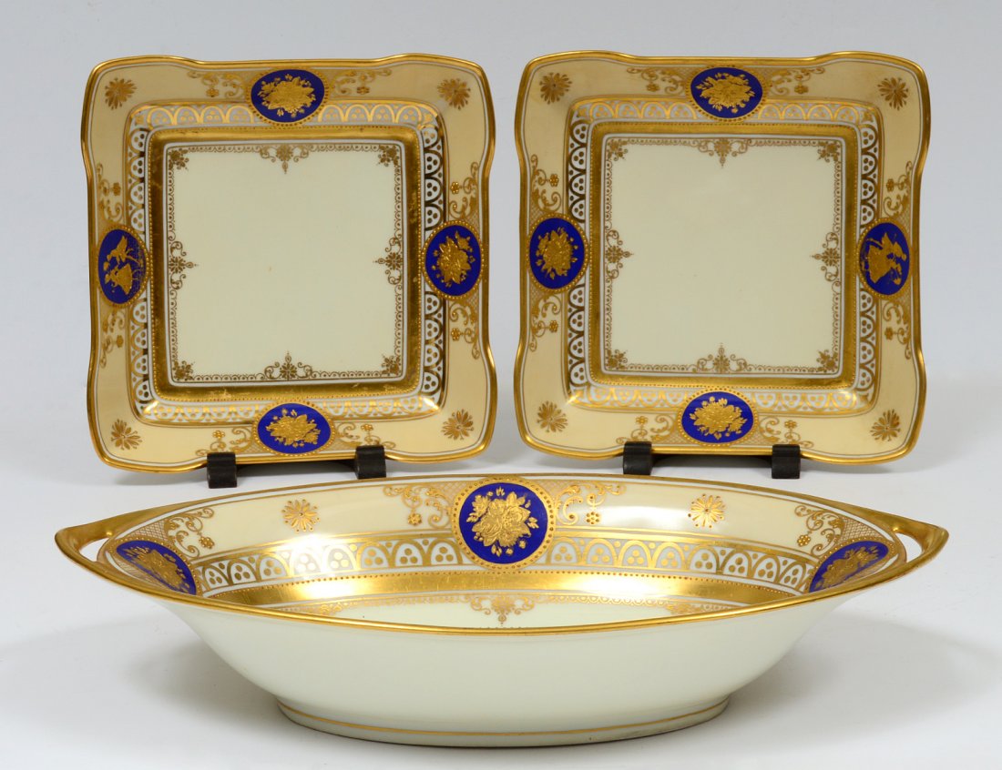 SET OF THREE DRESDEN PORCELAIN DISHES (1 of 6)