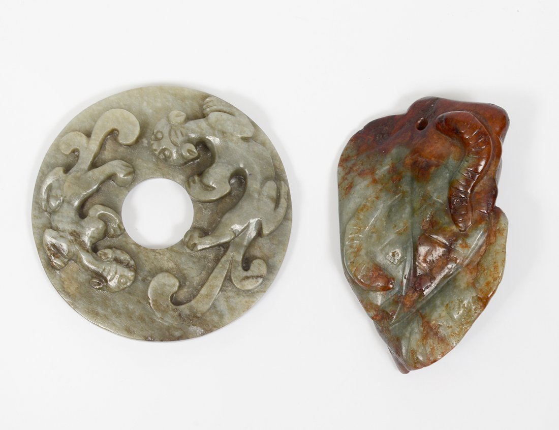 TWO CARVED JADE ARTICLES (1 of 9)