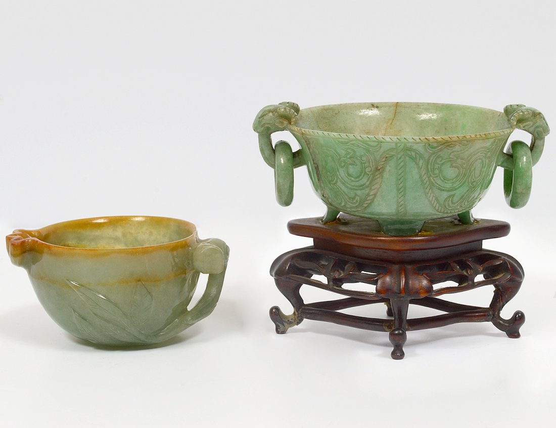 TWO SMALL JADE BOWLS (1 of 6)
