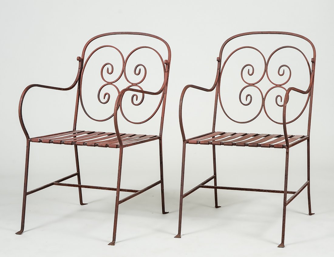 PAIR OF IRON GARDEN ARM CHAIRS (1 of 2)
