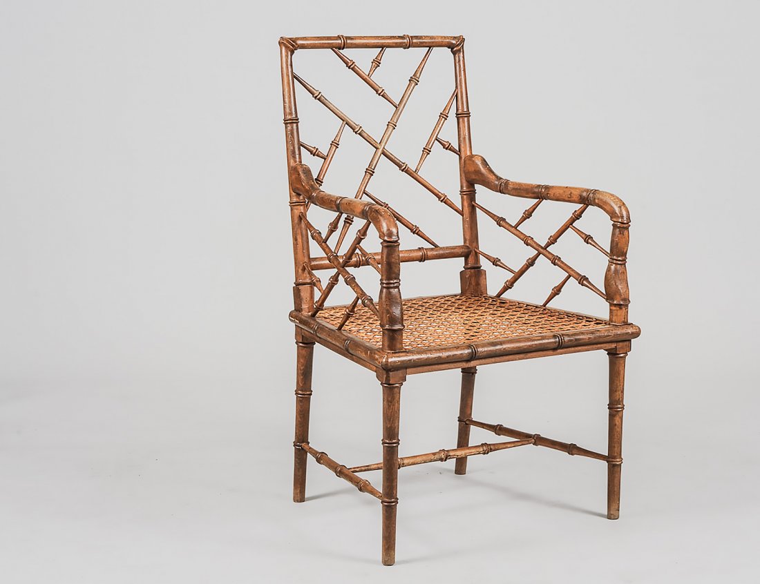 FAUX BAMBOO AND CANE ARM CHAIR (1 of 4)