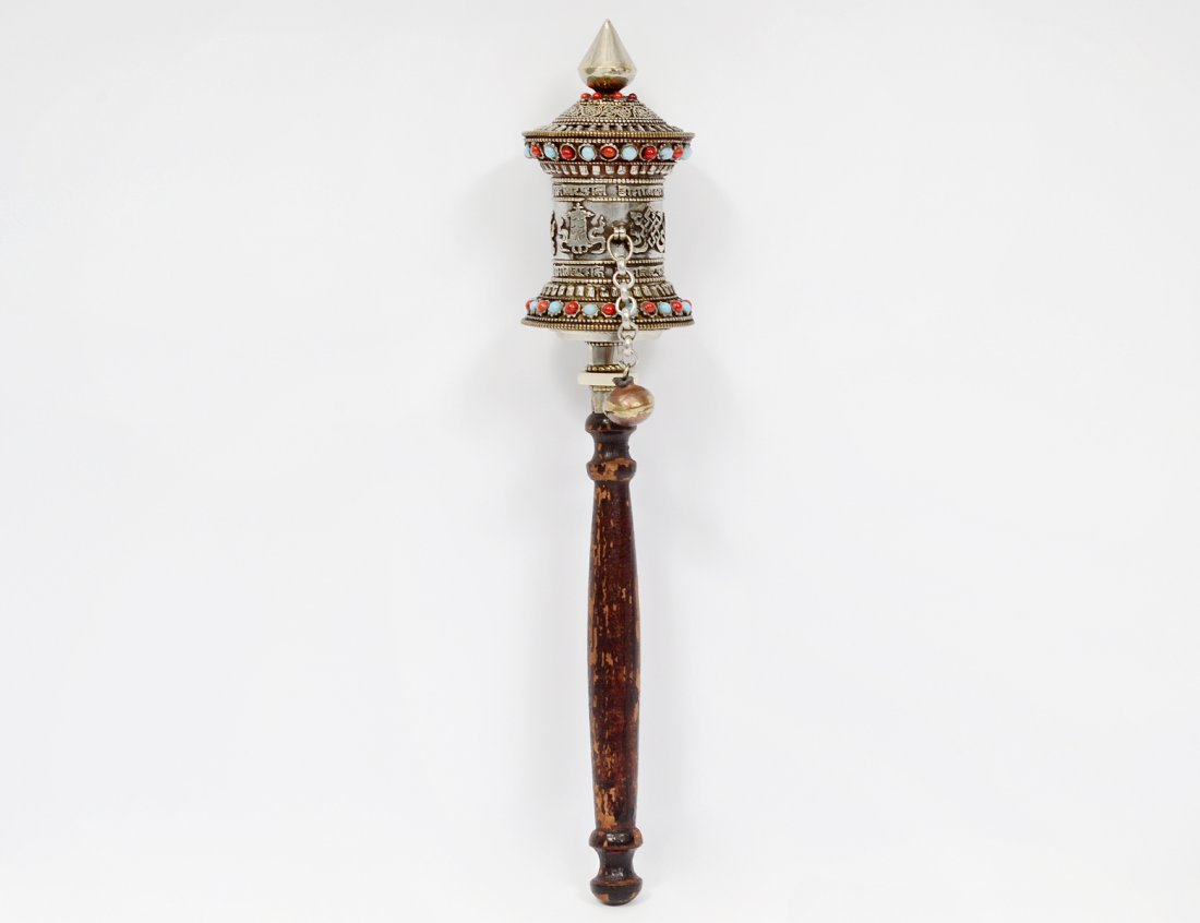 TIBETAN SILVER AND CABOCHON PRAYER WHEEL (1 of 8)