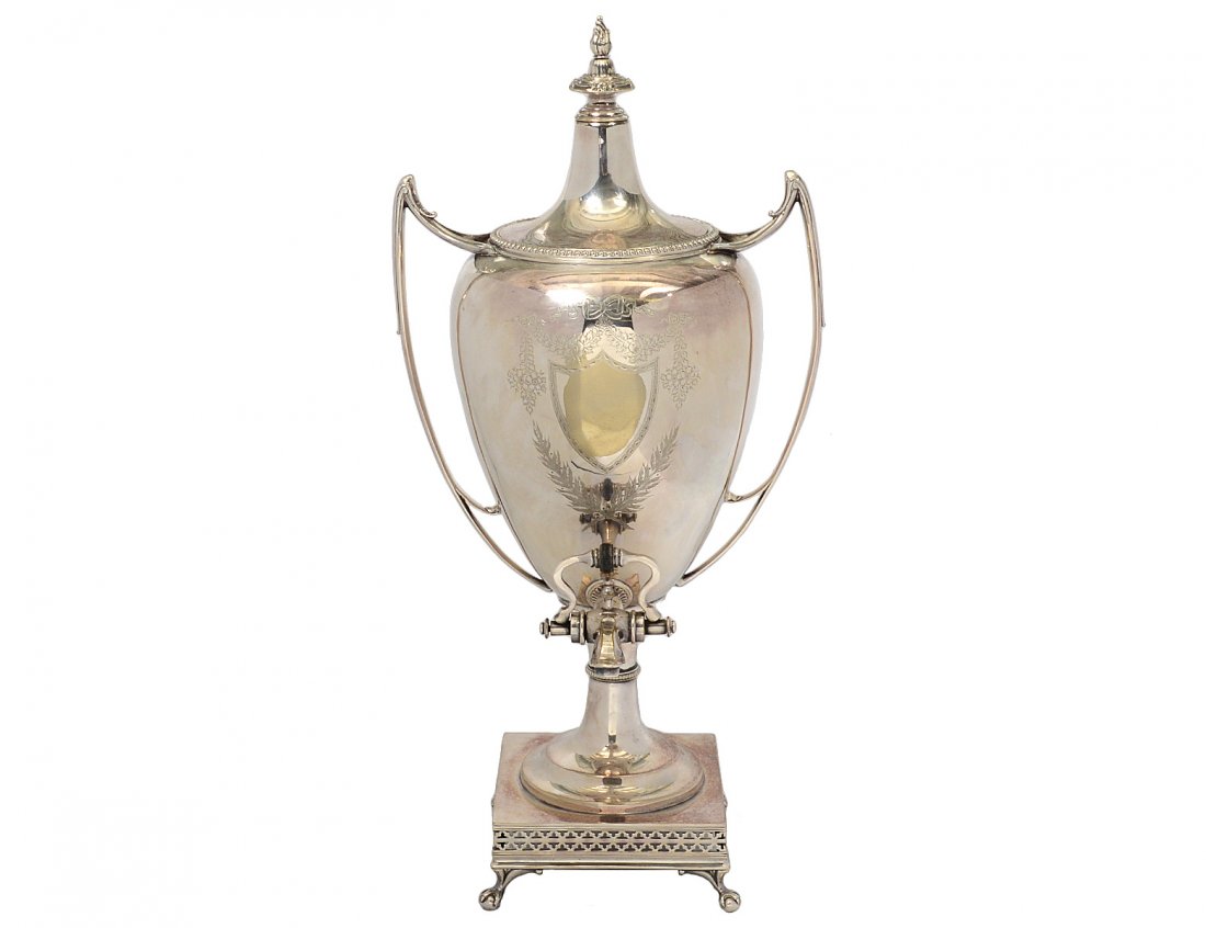 SHEFFIELD SILVER PLATED TEA URN (1 of 4)