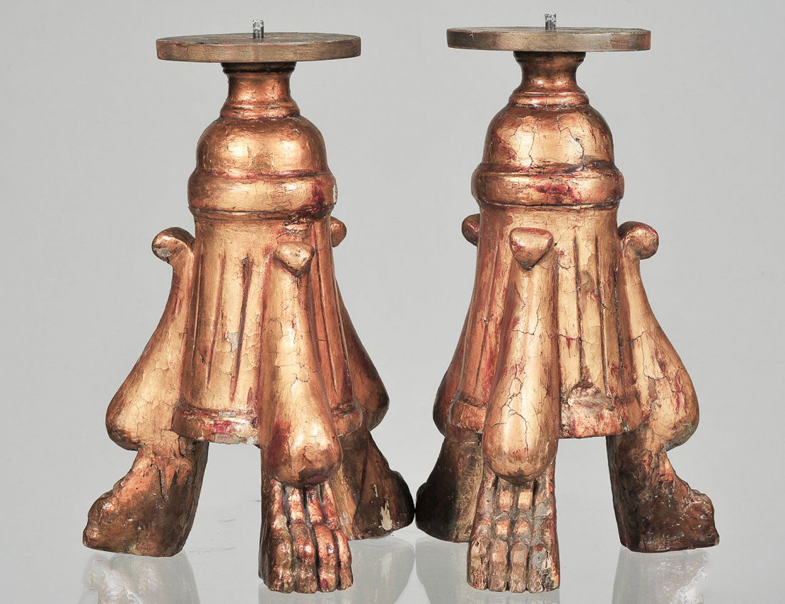 PAIR OF BAROQUE STYLE GILTWOOD PRICKET STICKS (1 of 2)