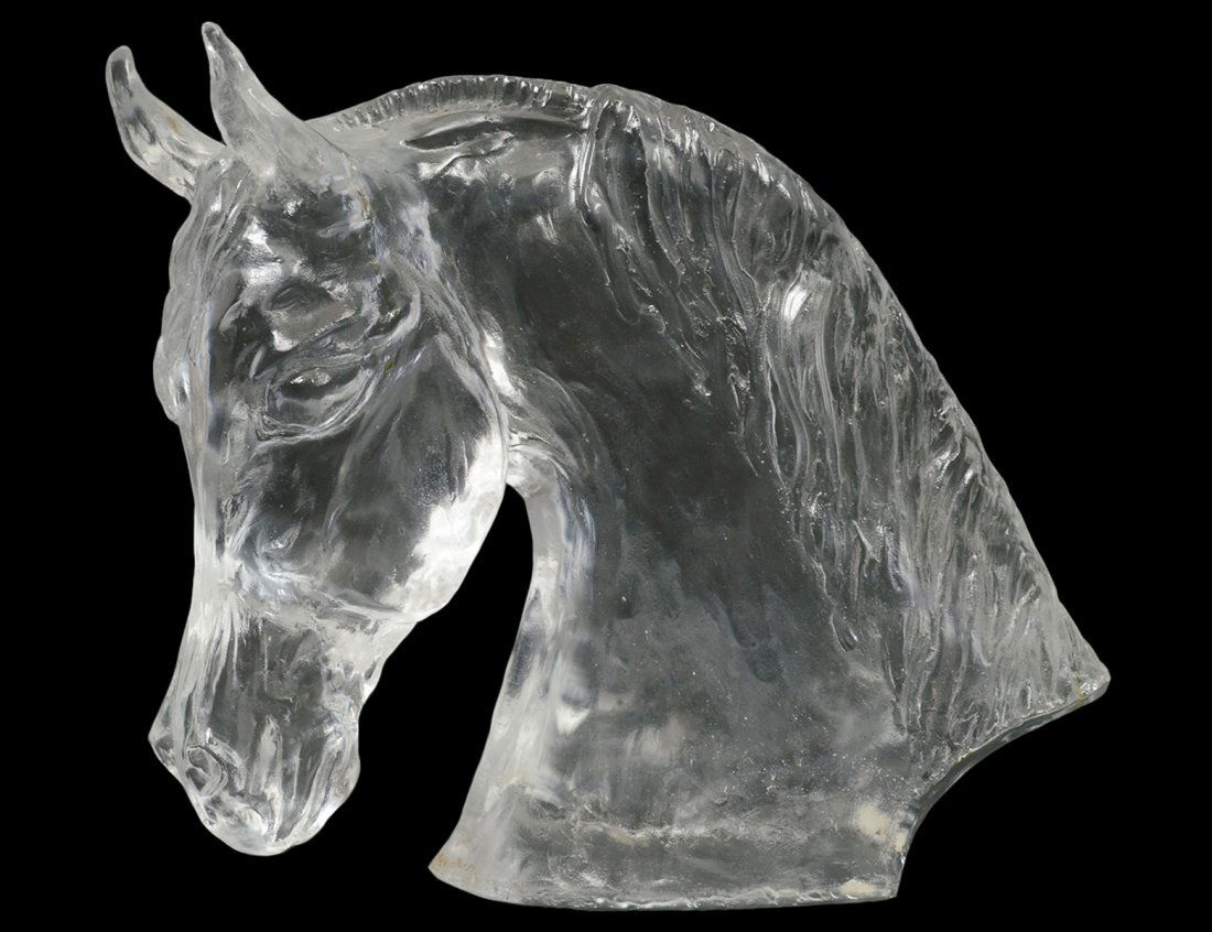 BACCARAT FROSTED CRYSTAL HORSE HEAD (1 of 6)