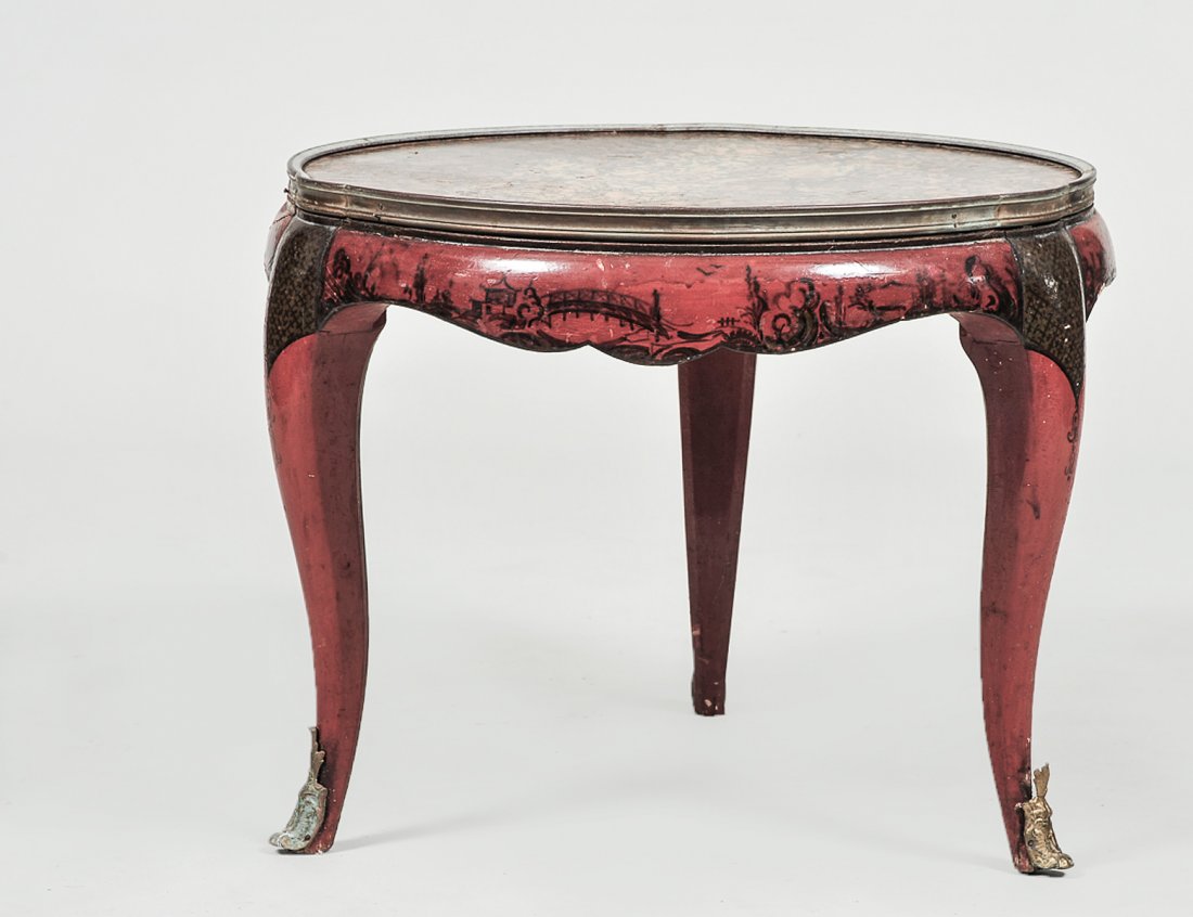 CHINOISERIE DECORATED MARBLE TOP LOW TABLE (1 of 2)