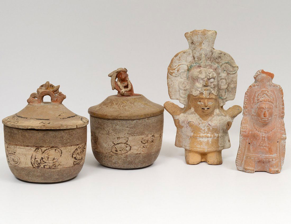 GROUP OF FOUR PRE-COLUMBIAN STYLE POTTERY ARTICLES (1 of 10)