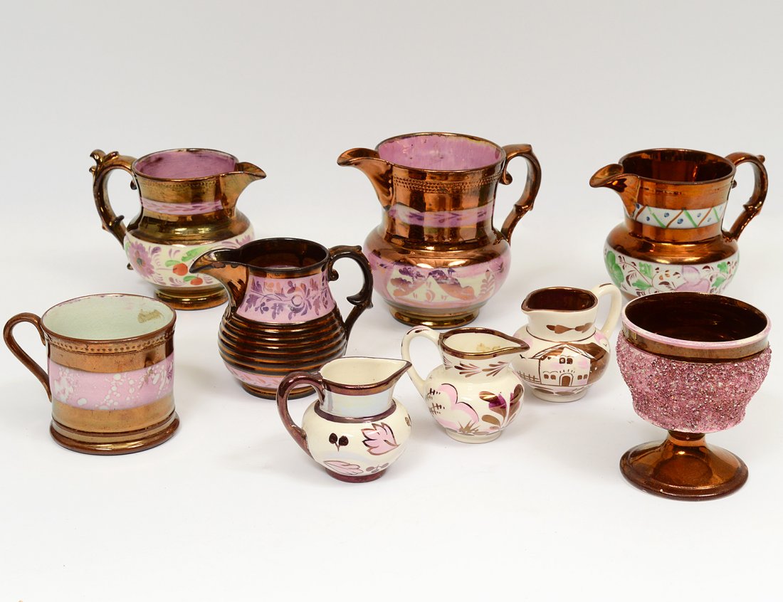 GROUP EIGHT ASSORTED LUSTER-WARE TABLE ARTICLES (1 of 1)