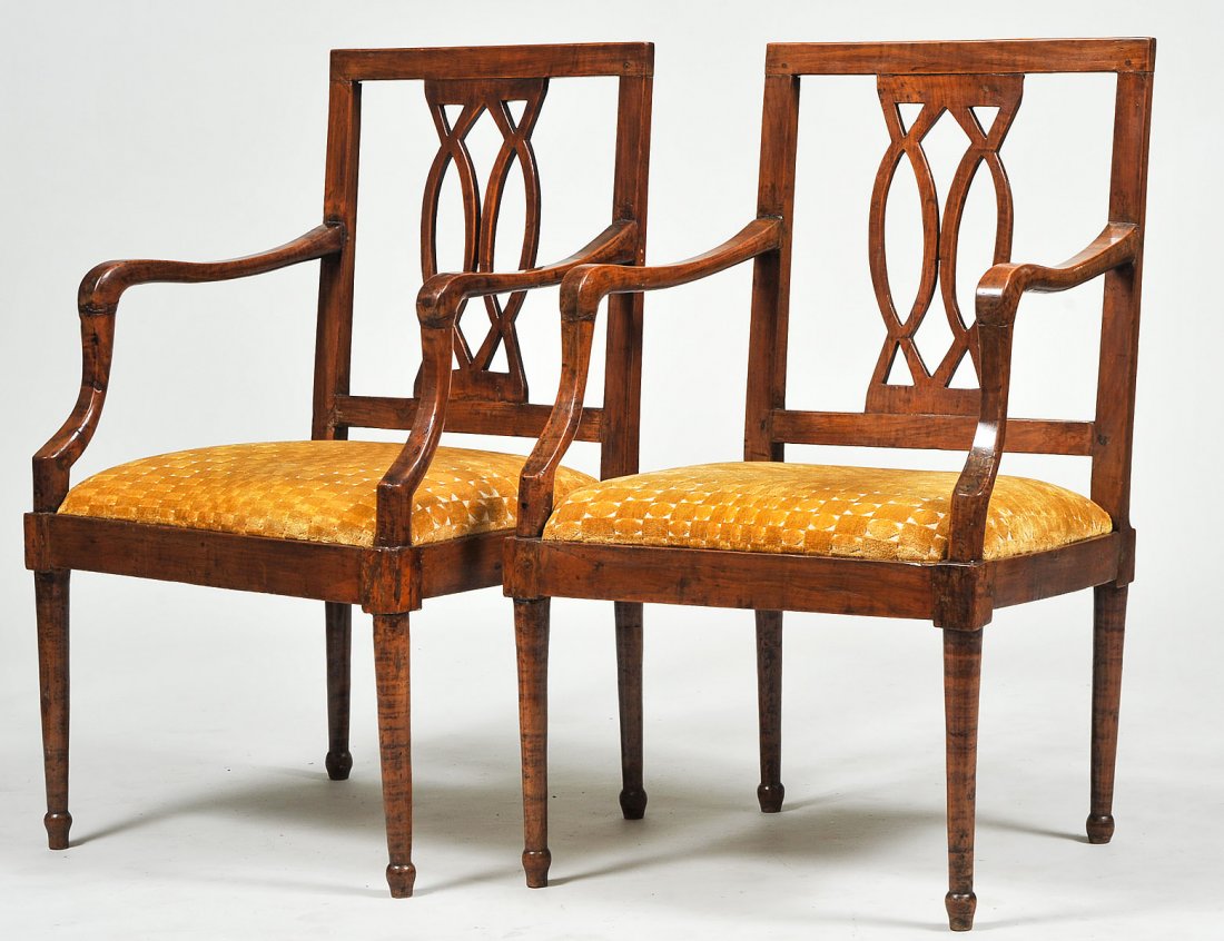 PAIR OF NEO-CLASSICAL WALNUT ARM CHAIRS (1 of 5)