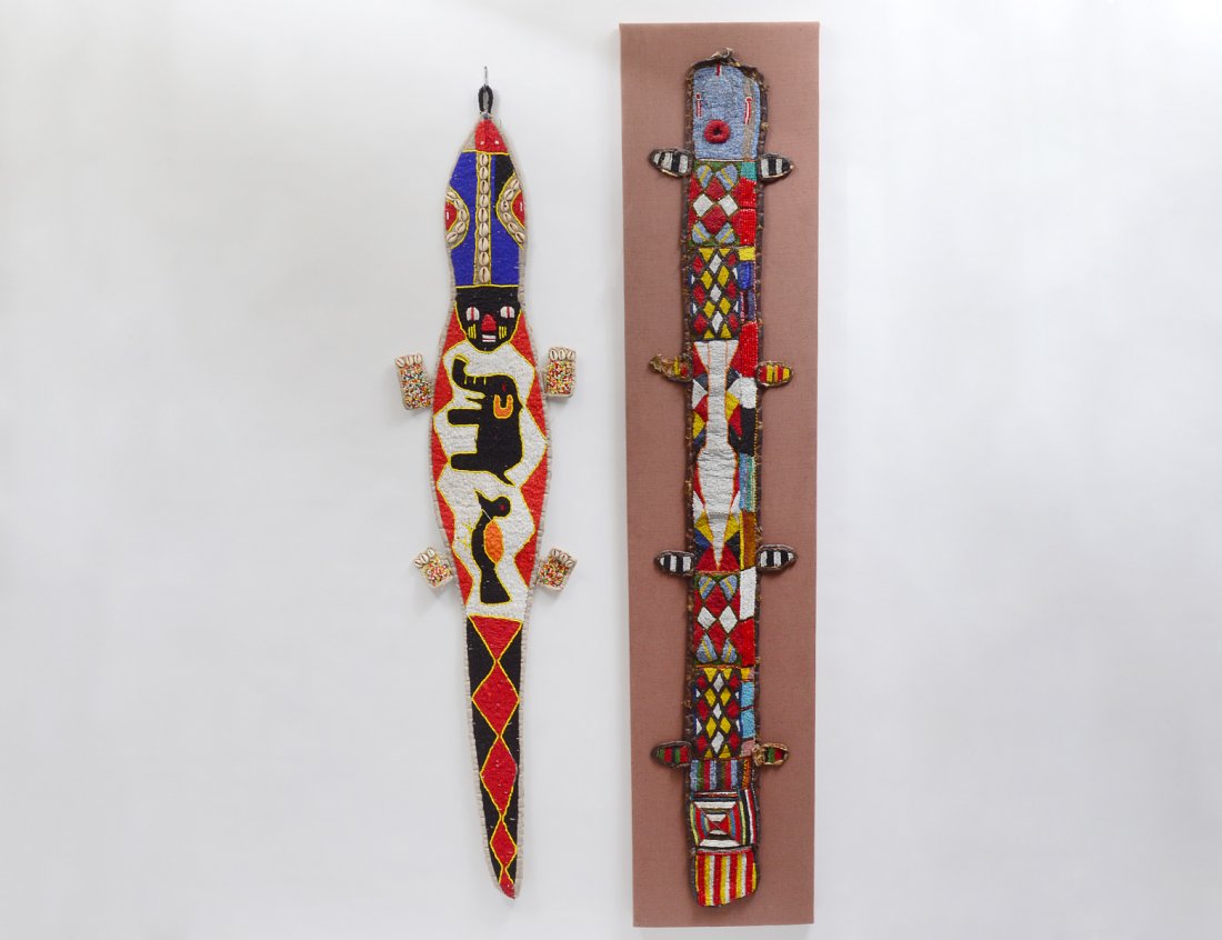 TWO AFRICAN YORUBA BEADED WALL HANGINGS (1 of 7)