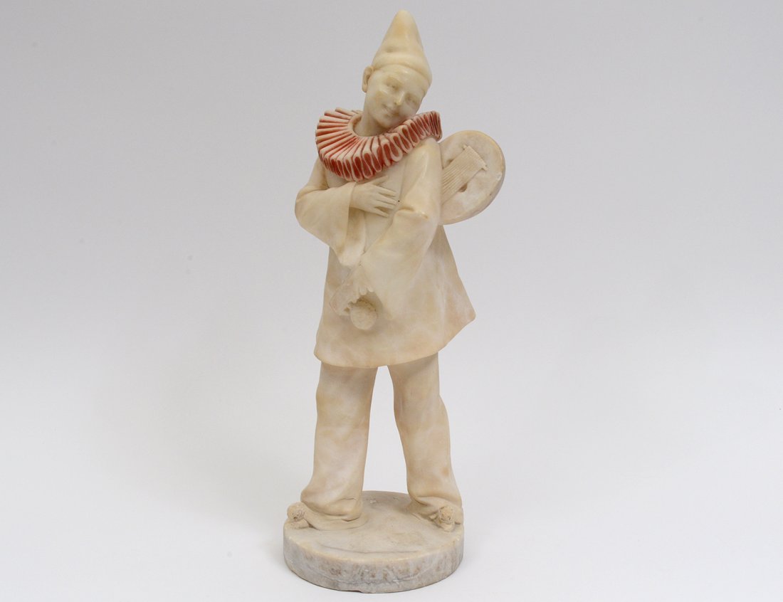 CARVED ALABASTER FIGURE OF A HARLEQUIN (1 of 5)