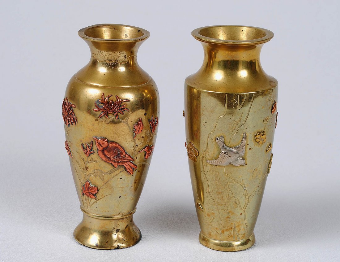 PAIR OF GILT BRONZE VASES (1 of 3)