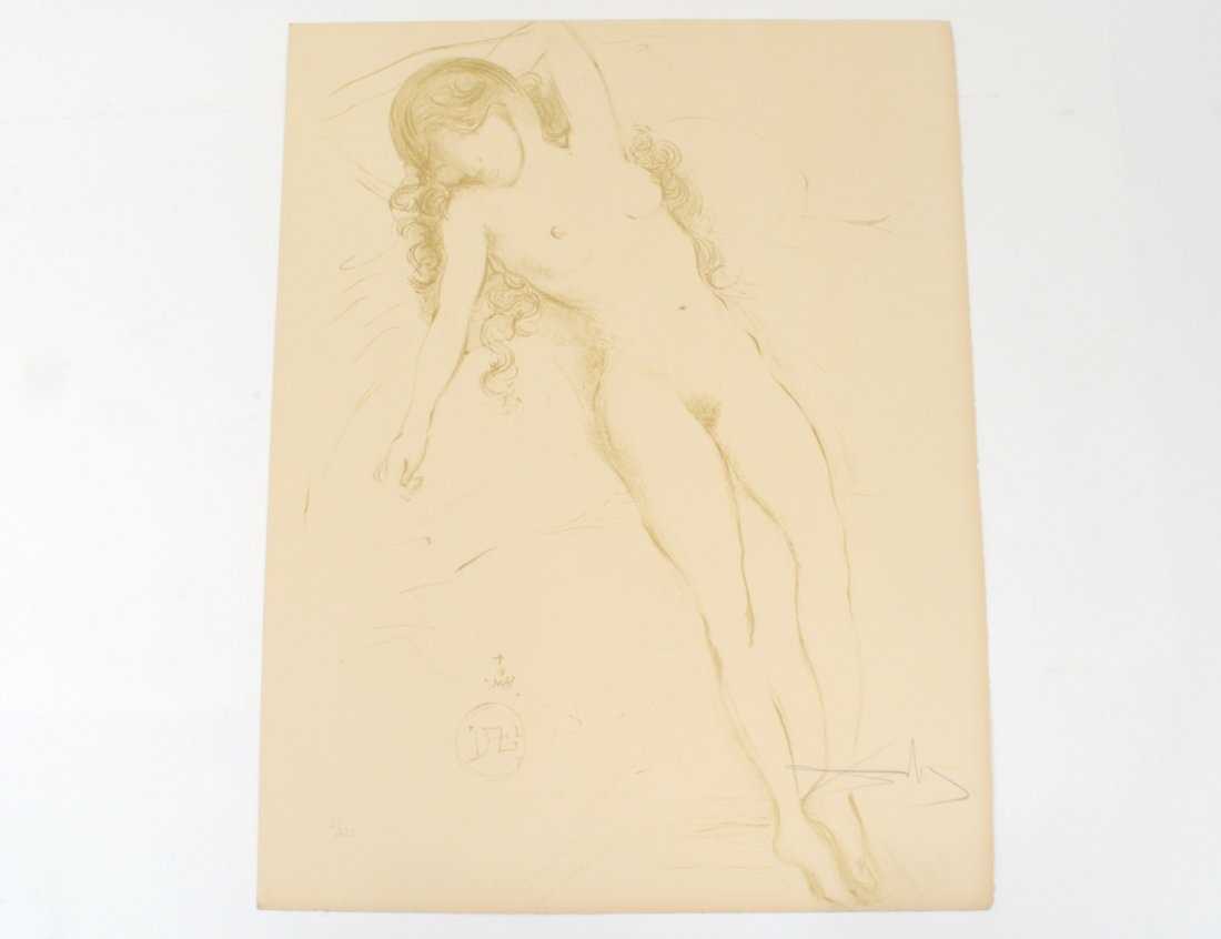 SALVADOR DALI (Spanish. 1904-1989): "Nude Venus". Signed in pencil l/r and numbered 5/225. Lithograph. Measuring 25 3/4" by 20". Unframed. (Cond: good) (50/500)