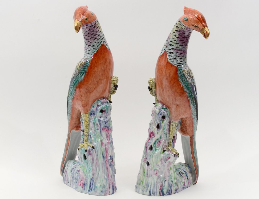 PAIR OF PORCELAIN PHOENIX BIRDS Feb 15, 2016 AGOPB in FL