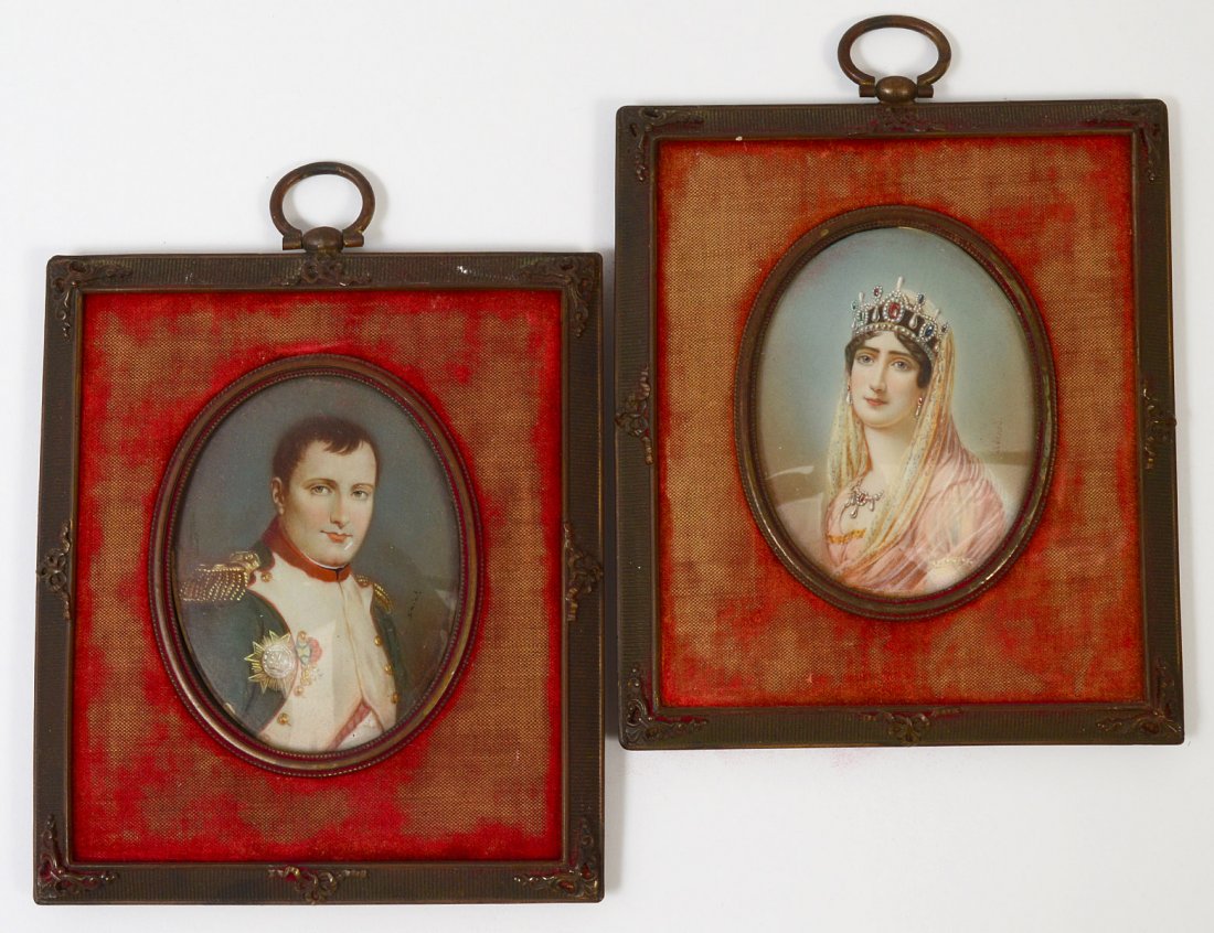 PAIR OF CONTINENTAL MINIATURE PAINTINGS ON IVORY (1 of 4)
