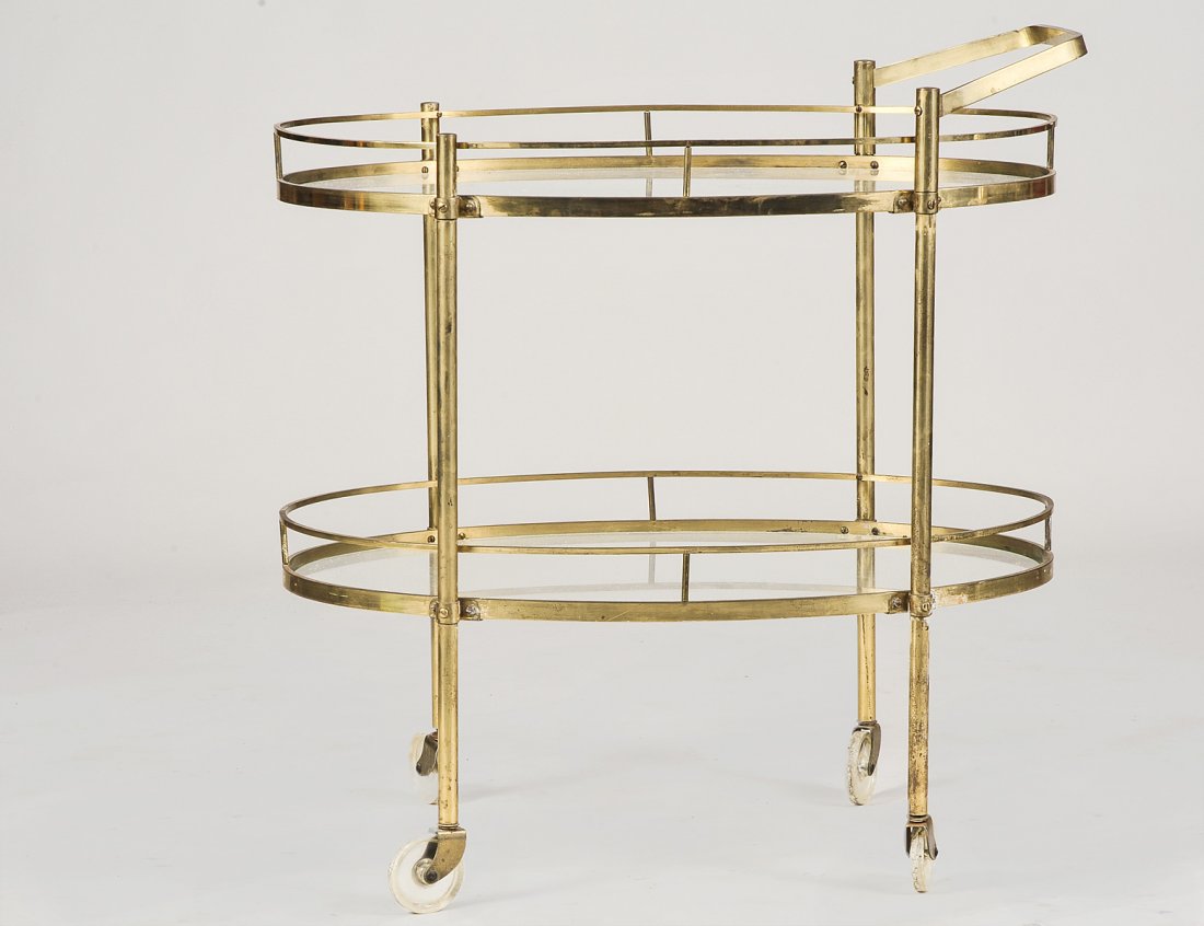 BRASS AND GLASS SERVING CART (1 of 2)