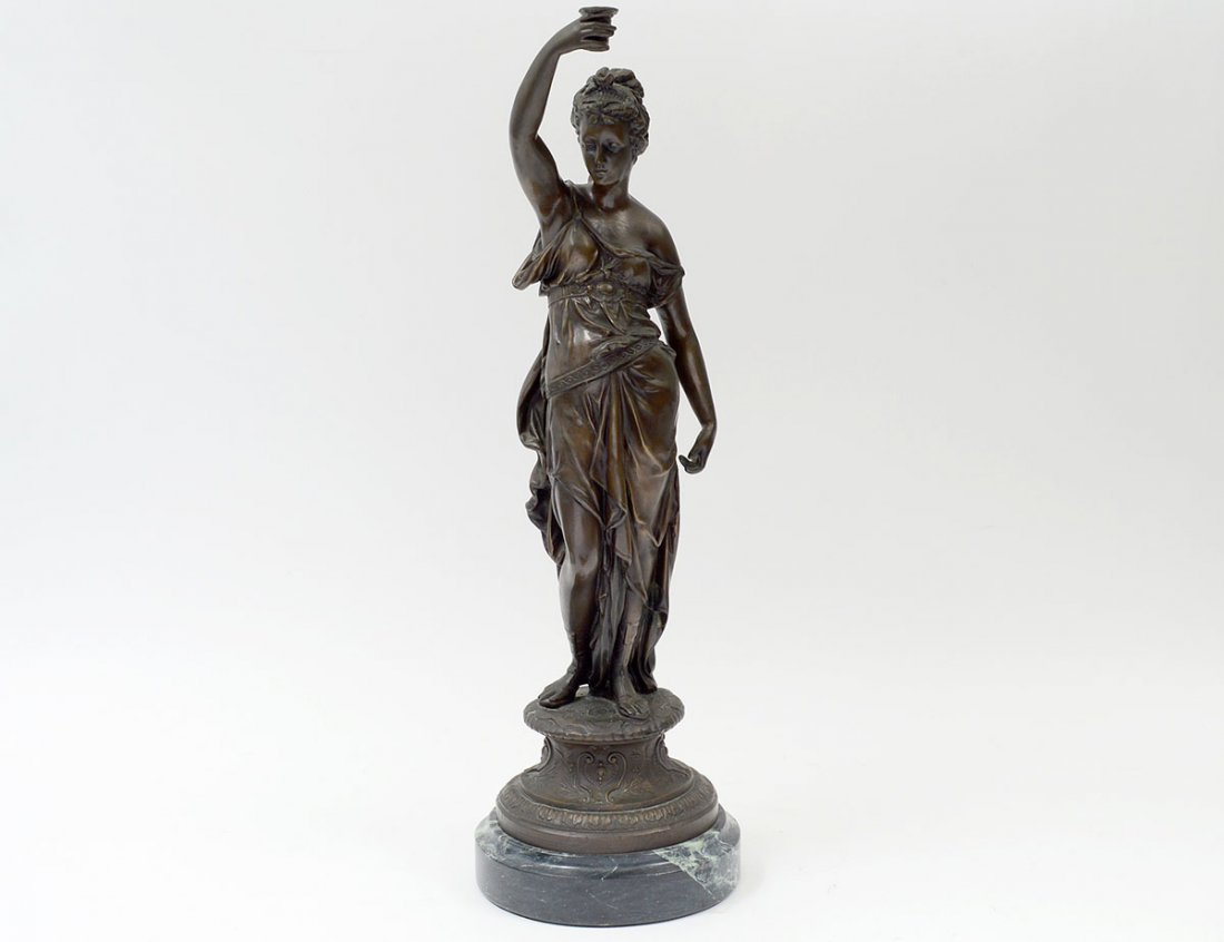 PATINATED BRONZE FIGURE OF A CLASSICAL FEMALE (1 of 6)