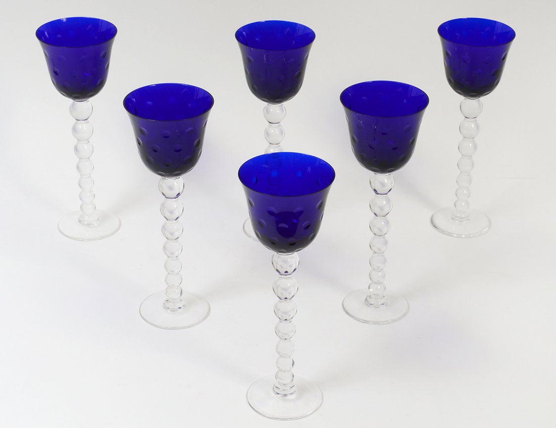 SET OF SIX ST. LOUIS CRYSTAL TOASTING GOBLETS (1 of 3)