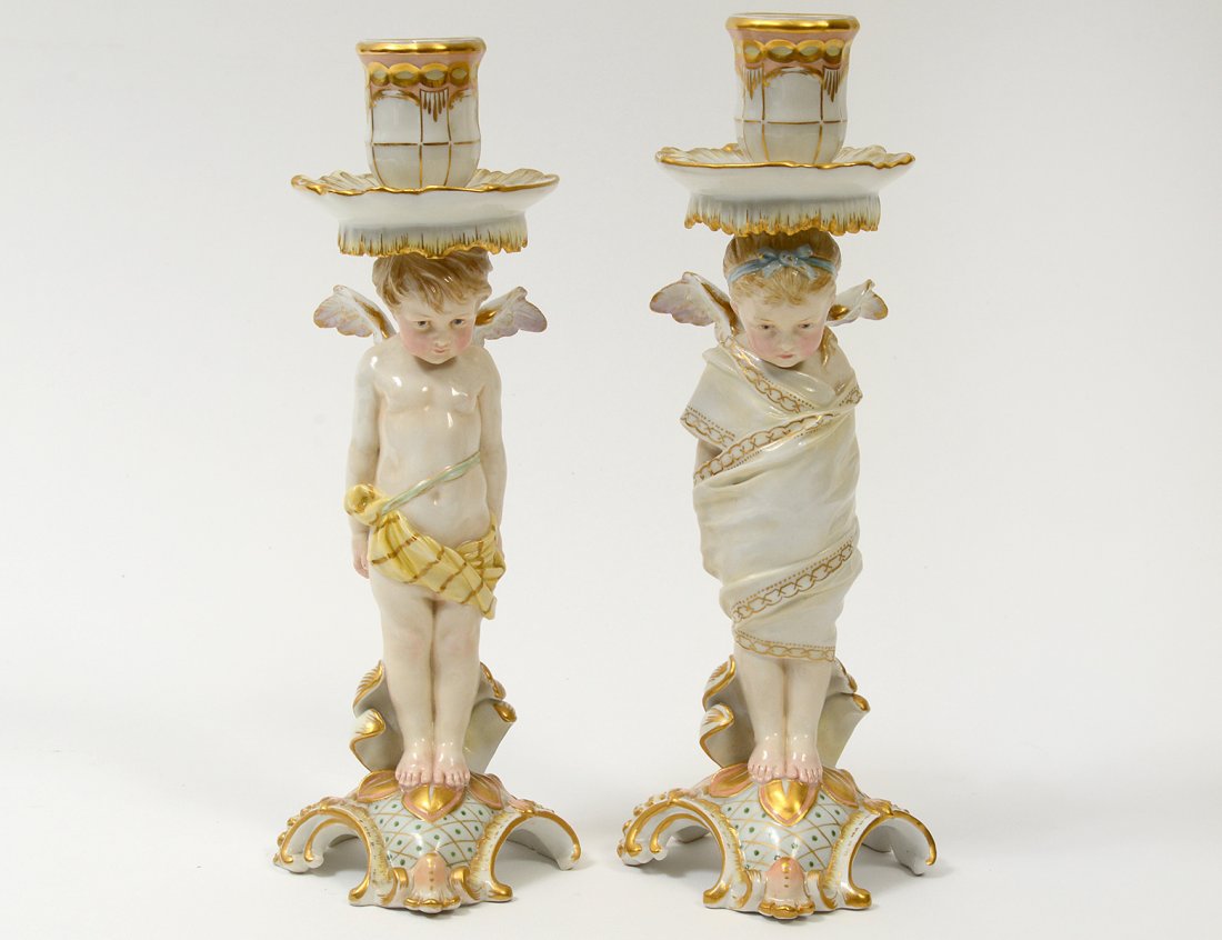 PAIR OF ROYAL BERLIN PORCELAIN FIGURAL CANDLESTICKS (1 of 7)