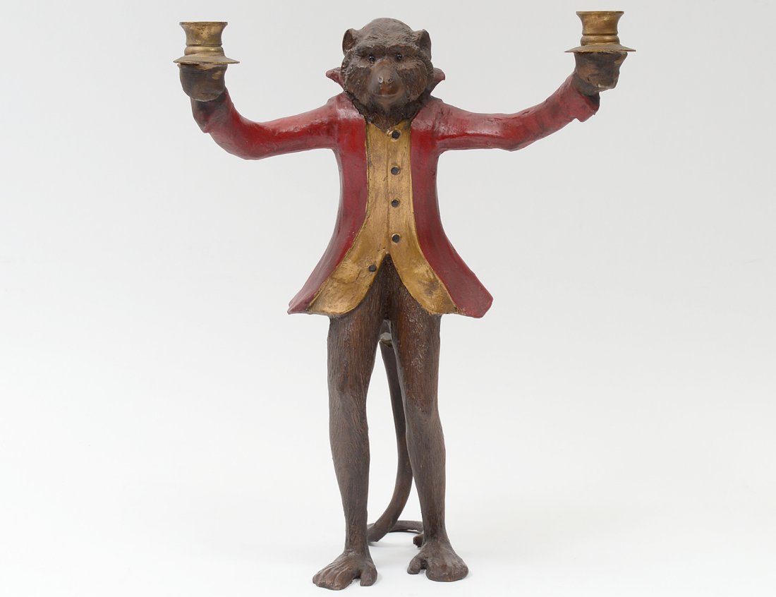 PAINTED COMPOSITION FIGURAL CANDLE HOLDER (1 of 6)