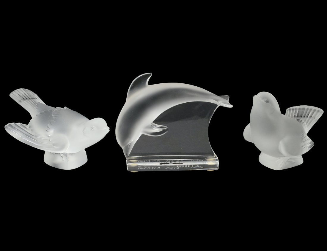 GROUP OF THREE LALIQUE CRYSTAL FIGURES (1 of 1)
