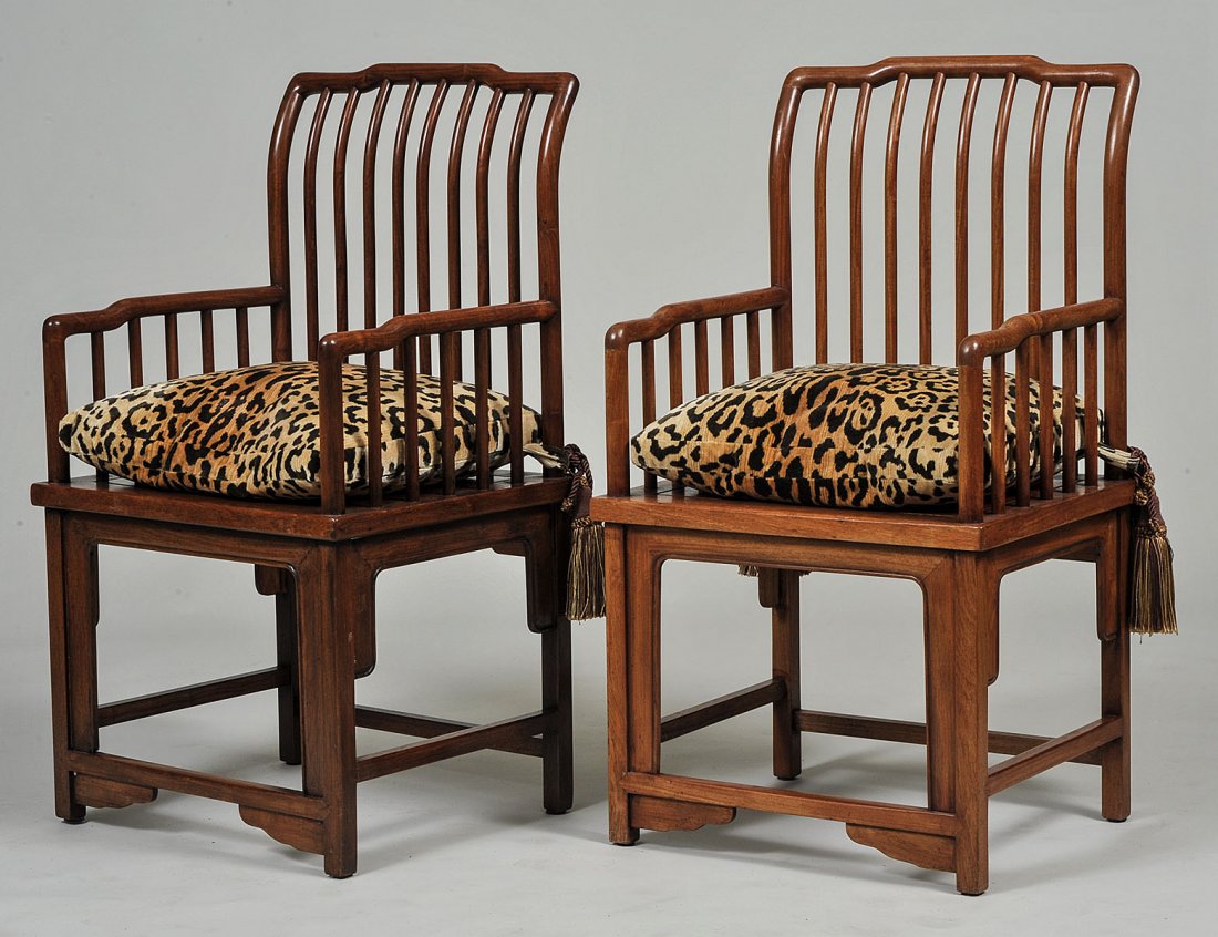 PAIR OF MING STYLE MAHOGANY ARM CHAIRS (1 of 5)