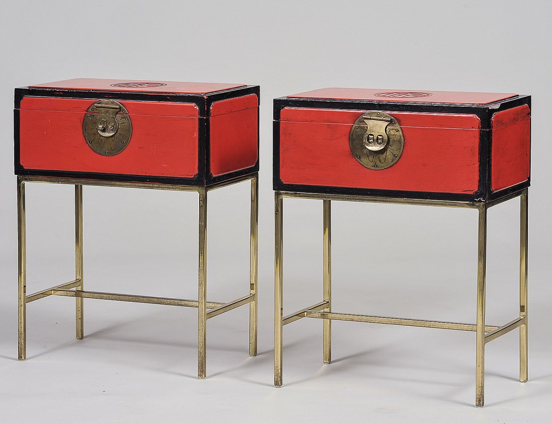 PAIR OF RED AND BLACK LACQUERED BOXES (1 of 5)