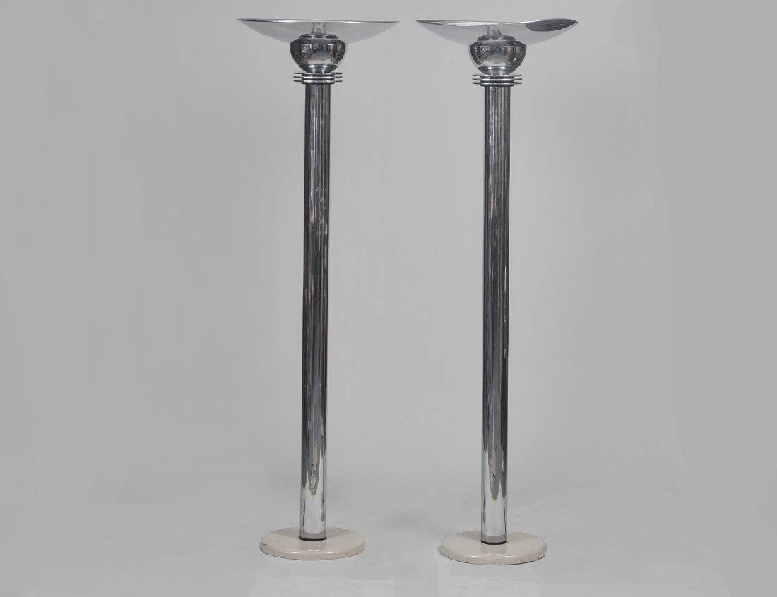 PAIR OF POLISHED CHROME TORCHIERS (1 of 5)