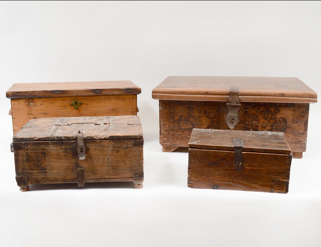 GROUP OF FOUR WOOD DOCUMENT BOXES (1 of 6)