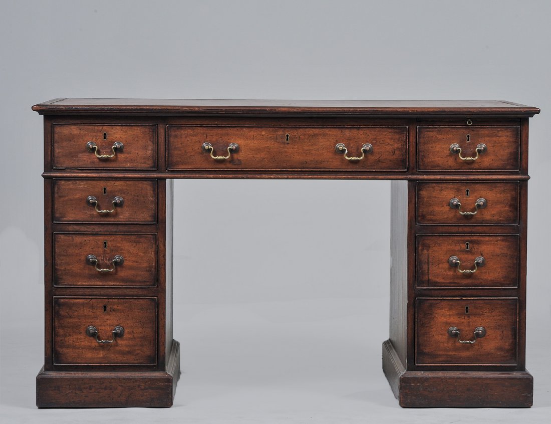GEORGIAN STYLE MAHOGANY PEDESTAL DESK (1 of 3)