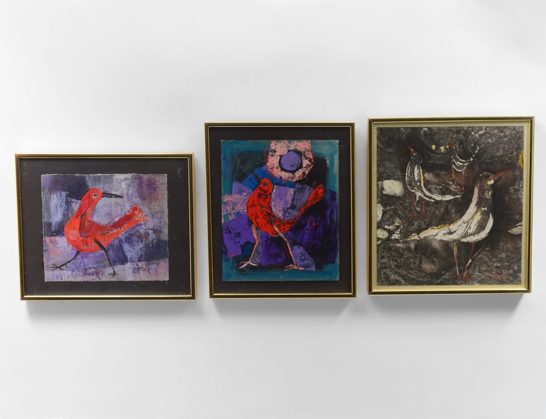 THREE GOUACHE PAINTINGS BY EDITH FERULLO (American. (1 of 6)