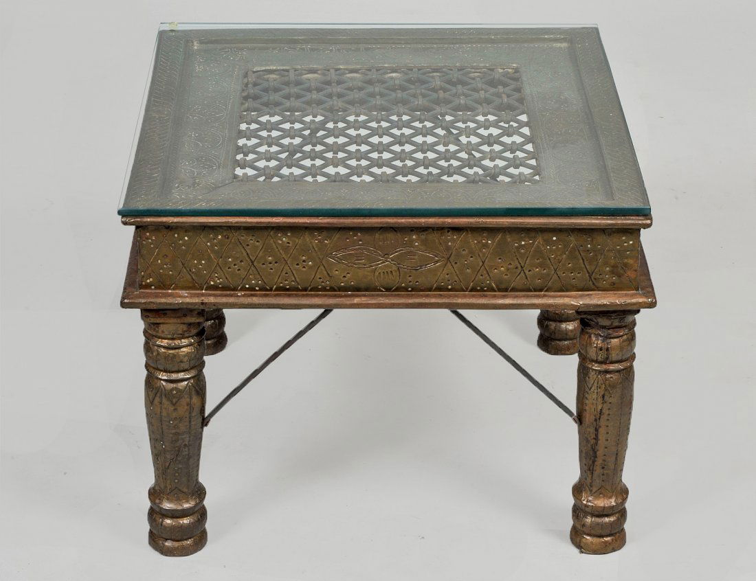 BRASS CLAD OCCASIONAL SIDE TABLE (1 of 3)