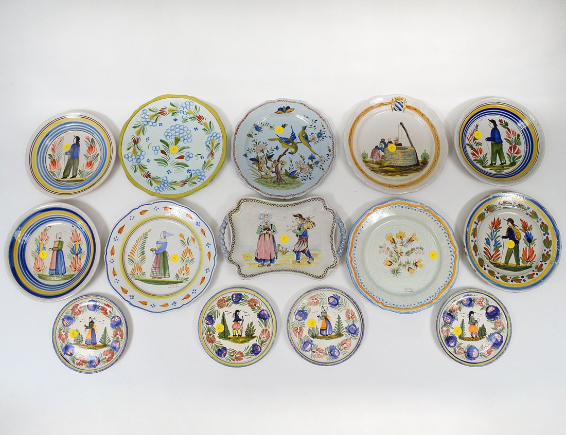 GROUP OF FIFTEEN QUIMPER & QUIMPER STYLE FAIENCE PLATES (1 of 10)