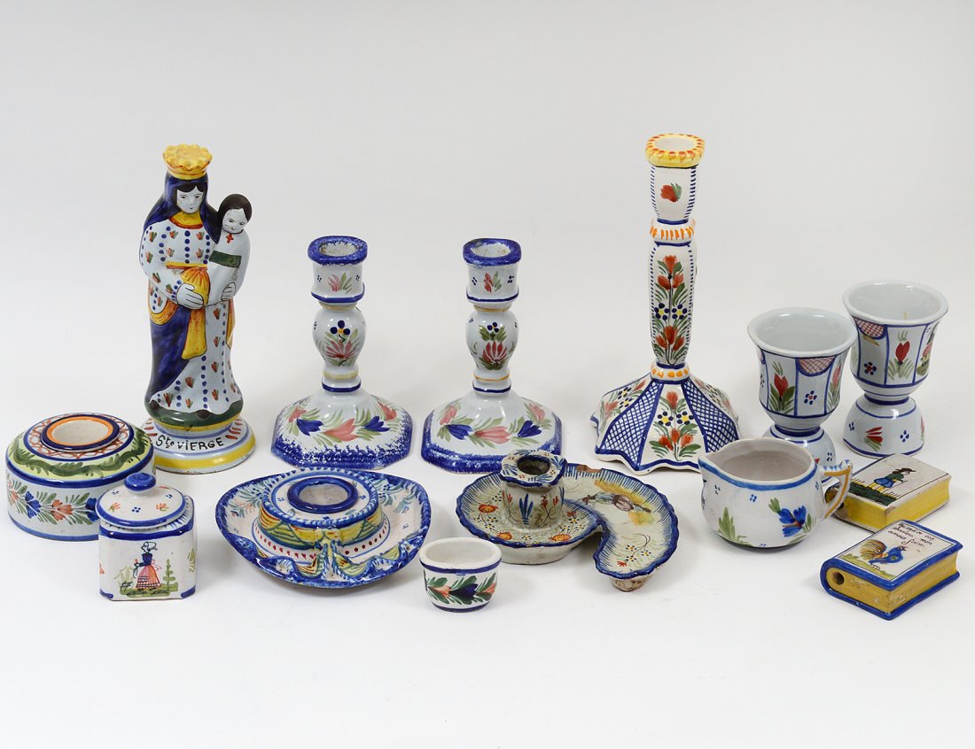 GROUP OF FOURTEEN QUIMPER & QUIMPER STYLE FAIENCE (1 of 8)