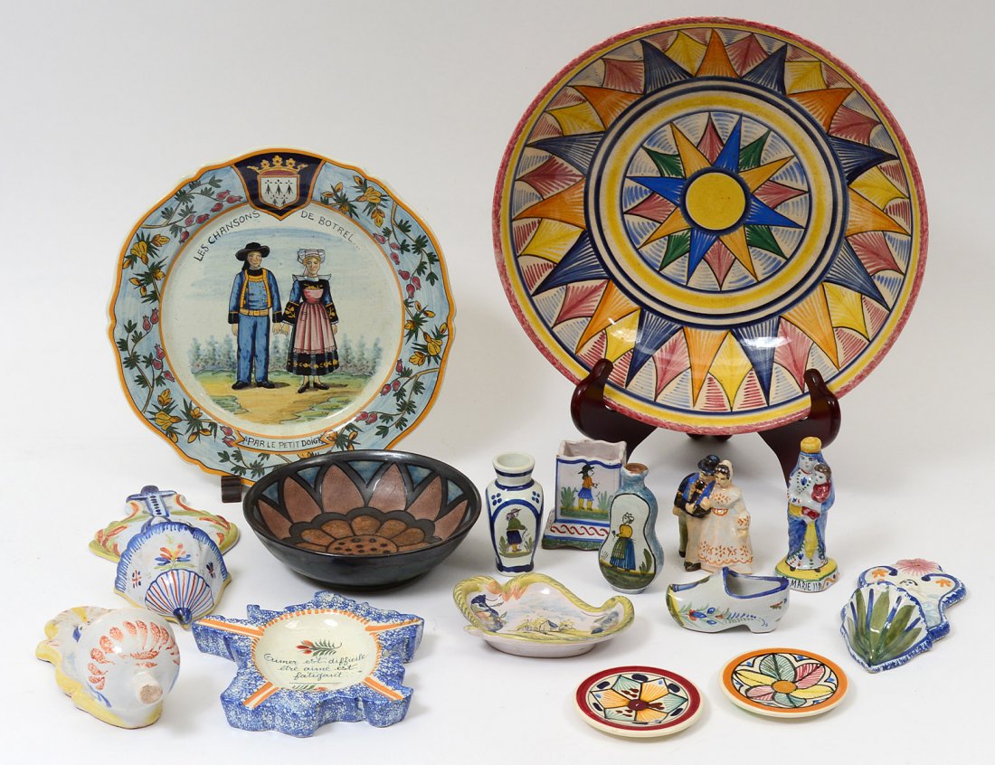 GROUP OF SIXTEEN QUIMPER & QUIMPER STYLE FAIENCE (1 of 5)