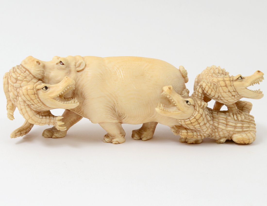WELL CARVED IVORY ANIMAL GROUP (1 of 8)