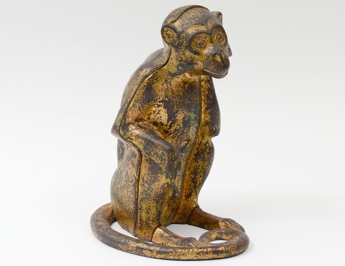GILT CAST IRON MONKEY DOORSTOP (1 of 4)