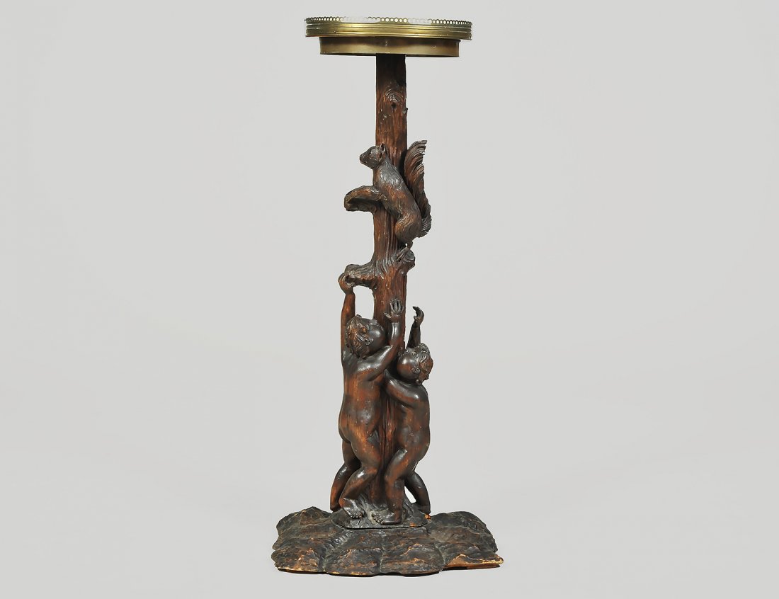 CARVED WALNUT FIGURAL WOOD PEDESTAL (1 of 5)