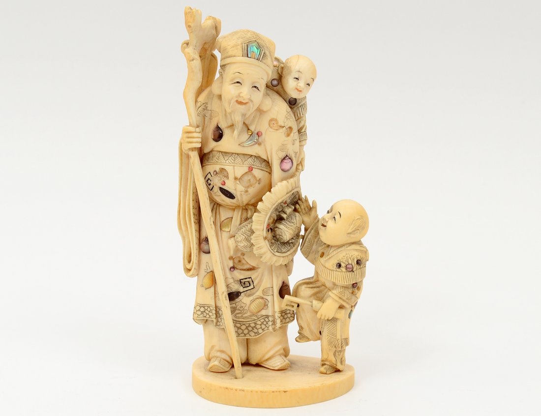 CARVED AND INLAID IVORY GROUP (1 of 6)