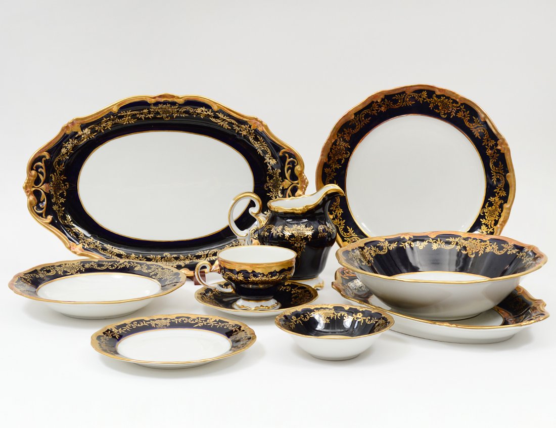 SEVENTY-ONE PIECE WEINMAR PORCELAIN PART DINNER SERVICE (1 of 4)
