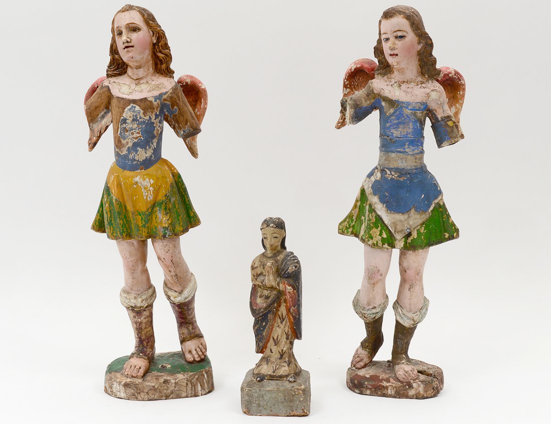 GROUP OF THREE CARVED AND PAINTED WOOD SANTOS (1 of 10)