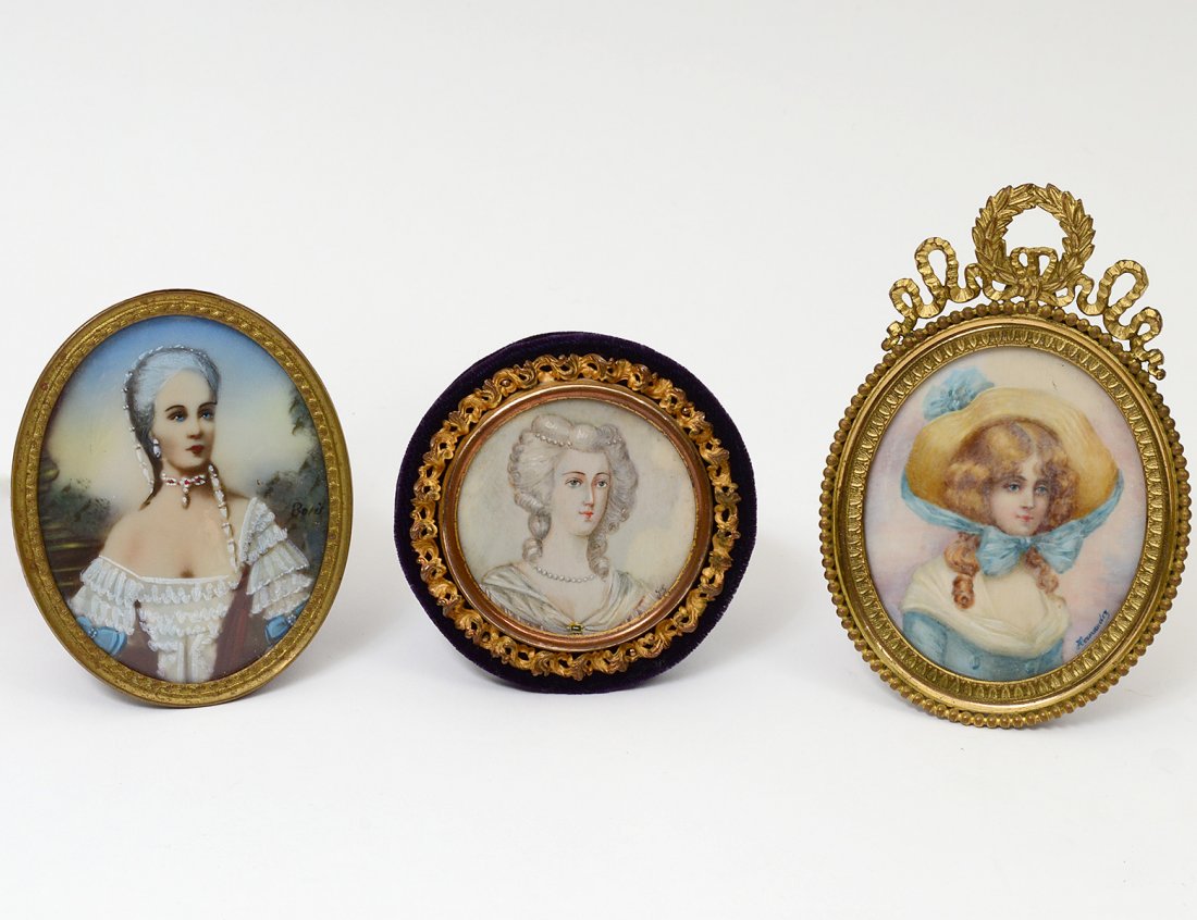 THREE MINIATURE PAINTINGS ON IVORY (1 of 5)